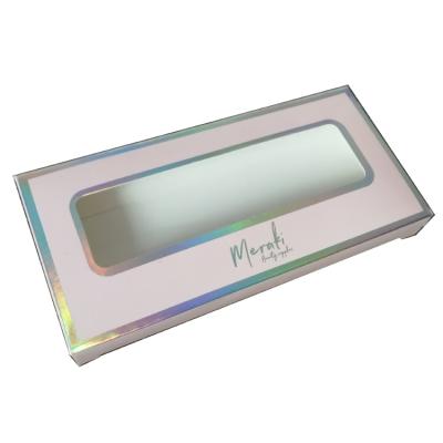 China XKT-369 Recyclable Luxury Custom Logo Aluminum Hologram Stamping Glossy PVC Window Lash Packaging Mink Eyelash Box Printing for sale