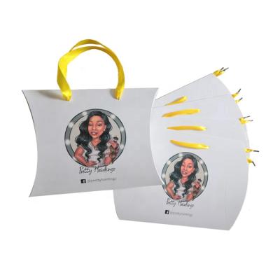 China HP-69 Logo Printing Standard Size 11x9x2.4 Inches Hair Extensions Pillow Recyclable Flat Shipping Customized Box For Bundles 3-4 Hair for sale