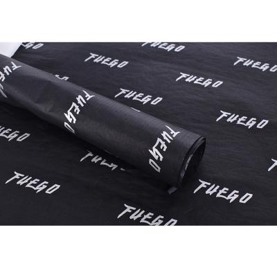 China ZPT3-106 Hot Sale Custom Clothing Wrapping Paper Logo Printing Tissue Paper Moisture Proof Gold Printing Tissue Wrapping Paper Black for sale