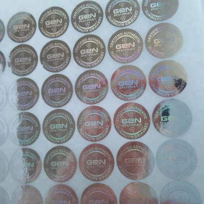 China Round Hologram ZPT2-83 Silver Holographic Sticker 20mm Diameter Custom Logo Printing 10ml Vial Box Seal Label Sticker for sale