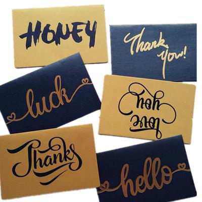 China Creative Design Die Cut Paper Cards WLT2-259 Matt Gold Foil Stamping Thank You Cards Black Navy Blue Color Paper Gift Cards Custom Logo Printing Brown Gift Card wrapping paper for sale