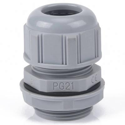 China Gray Pg 21 Cable Connector Free Sample Firmly Sealed R&R Cable Connector Waterproof Wire Joints Ip68 Safety RNS Nylon Cable Gland With Locknut For Network for sale