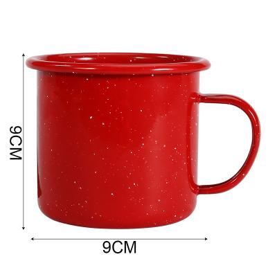 China Printing Logo 9CM Enamel Cup 450ML Disposable Enamel Cup Red Tea Cup for sale