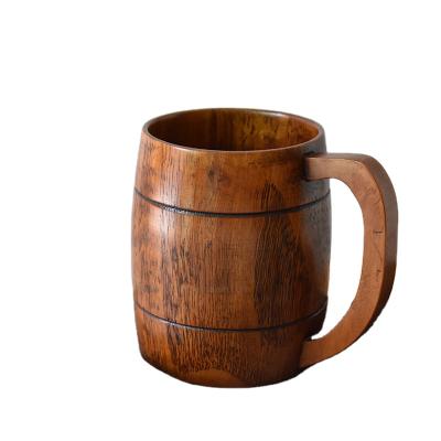 China High Quality Custom Coffee Milk Mug Logo Bar Wooden Beer Cup Wooden Tumbler Mug With Handle for sale