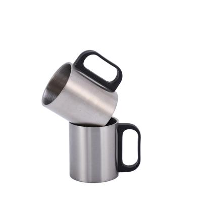 China 220ML Metal Stainless Steel Disposable Cup With Handle Coffee Cup Kids Carabiner Metal Plastic Mug for sale