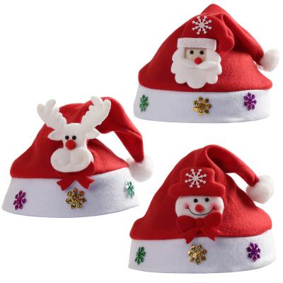 China 27cm x 37cm Non-Woven Red Christmas Hat Adult Santa Hat Promotion Christmas Gift Promo Hat for sale