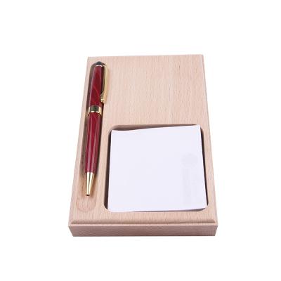 China Temperature Display Customized Desktop Wood Note And Pen Holder With Custom Logo Wood Pen Holder for sale