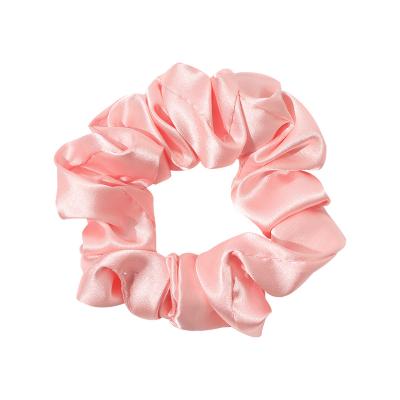 China Wholesale Hair Accessories Girls Hair Decoration Girls Satin Fabric Scrunchies Solid Color Silk Elastic Scrunchie for sale