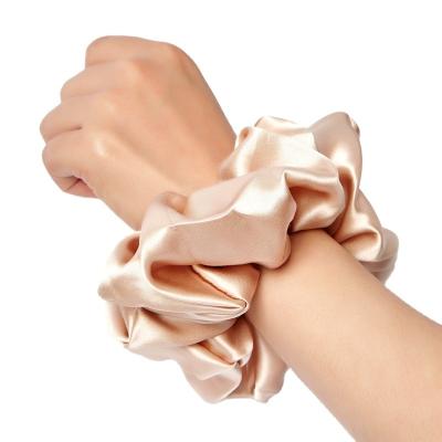 China Custom wholesale 1cm 3cm fashion large satin 19mm silk 5cm scrunchies elastic designer Hair Scrunchies for girls for sale