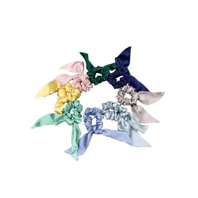 China Fashion Solid Color Wholesale Hair Scrunchies Stretch Band Hair Tie 19mm Silk Hair Scrunchies For Ladies for sale