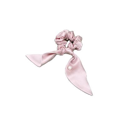 China Girl Hair Decoration 100% Real Natural Silk Hair Scrunchies For Women Hair Silk Ties For Women Ponytail Holder for sale