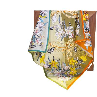 China European American Wholesale Silk Scarf 90*90cm Twill Silk 16MM Double Sided Digital Printing Designer Styles Scarves For Women for sale