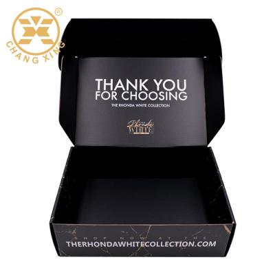 China Recyclable Logo Printing UV Gilding Folding Mail Box Postal Lash Gold Black Color Boxes For Luxury Clothing for sale