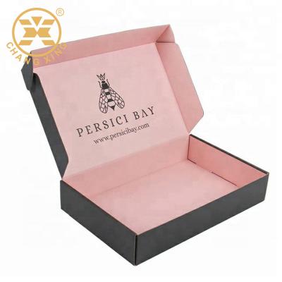 China Recyclable Eco Friendly Recycled Paper Corrugated Hot Stamping Apparel Custom Logo Packing Box Online for sale