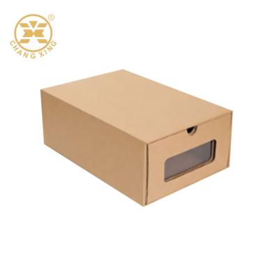 China Mini Empty Clear Shoe Storage Recyclable Boxes Stackable Corrugated Shoe Boxes Side Open Door With Custom Logo for sale