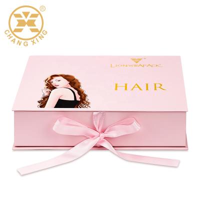 China Custom Delicate Recyclable Logo Luxury Pink Appearance Satin Magnetic Insert Lid Gift Box Bow With Ribbon for sale