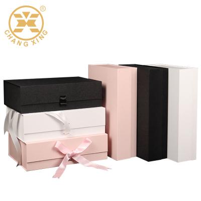 China China Factory Recyclable Manufacture In Luxury Custom Large Quantities White Folding Magnetic Gift Boxes With Ribbon for sale