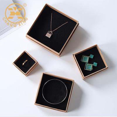 China Brown Recyclable Paper Bulk Plain Plain Packaging Decorative Necklace Gift Box Jewelry Set Package for sale