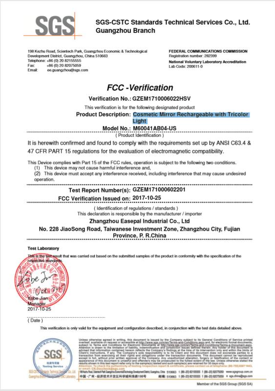 FCC - Zhangzhou Easepal Industrial Corporation