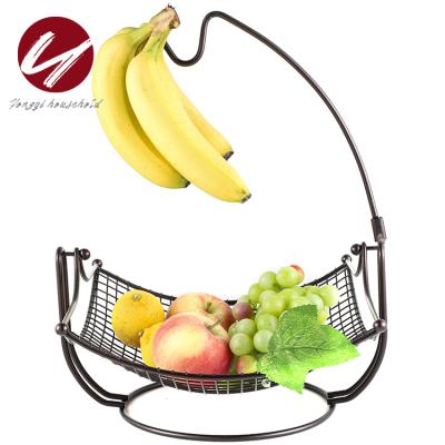 China 2021 Creative Sustainable Fruit Basket Geometry Countertop Iron Plated Black Mesh Metal Bowl Kitchen Storage Vegetable Fruit Basket for sale