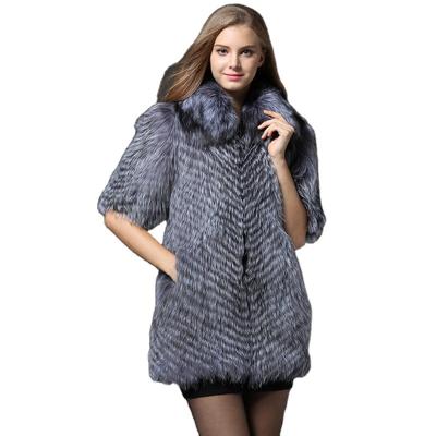 China Anti-wrinkle new plus size women's fur coat medium long fox fur anorak jacket warm leisure for sale