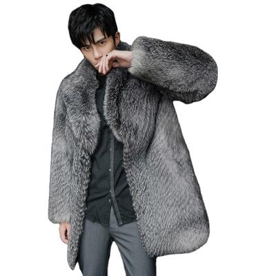 China Anti-wrinkle plus size men's fur coat oversized fox jacket long lambskin coat medium warm male winter imitation leisure for sale