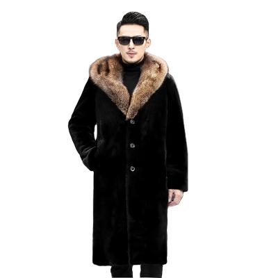 China Anti-wrinkle plus size winter men's fur coat long hooded jacket mink coat fox warm oversized fur collar for sale