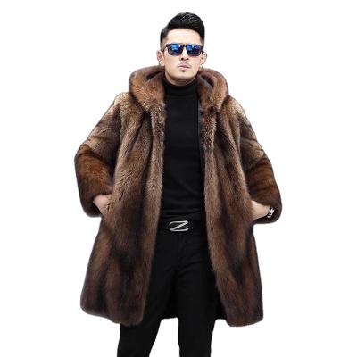 China Anti-Wrinkle Plus Size Winter Men's Fur Coat Long Loose Casual Anorak Mink Warm Hooded Jacket Oversized Coat for sale