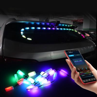 China 2022 Car Ambient Atmosphere Lamp Windshield Decoration Light LED Strip App Remote Control Rear Interior Atmosphere Flash Lamp RGB for sale