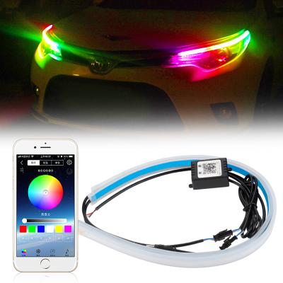 China Automotive Industry WANTED App Control Led Flexible DRL Daytime Running Light RGB Color Chasing Waterproof Headlight Bar 12V Lights for sale