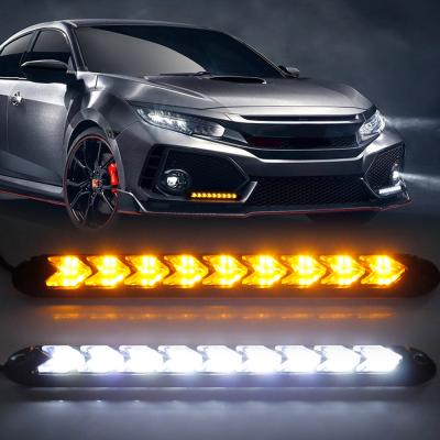 China DRL+Streamer Rotating 2pcs Universal EYE 6/9/12 Led Flame Daytime Running Light Turn Signal Driving Lamp Headlight Strip DRL LED Bar Accessories for sale