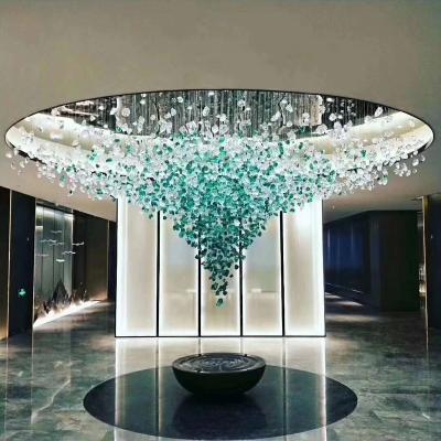 China Modern Custom Project Banquet Hall Hanging Light Large Luxury Hotel Glass Ceiling Chandelier Lamp for sale