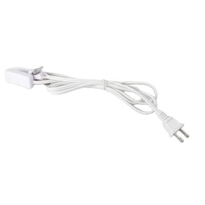 China Spare Appliance US Plugs Flat European Power Cord White 2 Pins Salt Lamp Cord With Built-in Switch for sale