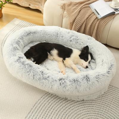 China Stocked New Arrival Luxury Washable Pet Cushions Mat Fluffy Rainbow Multicolor Big Size Cute Cat and Dog Bed Sofa Pet Bed for sale