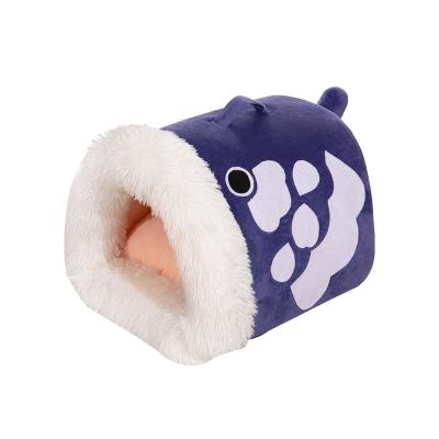 China Sustainable Premium Cat Bed Cave Cartoon Fish Shape Design Washable Soft Plush Pet Bed Cat House for sale