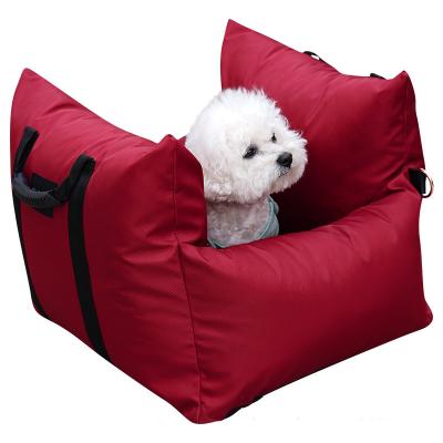 China Stocked Wholesale Custom Red Dog Car Passenger Seat Carrier Bed Portable Outdoor Travel Safety Adjustable Leash Pet Dog Car Seat Bed for sale