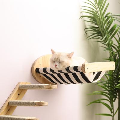 China Sustainable High Quality Multi Function 3pcs Cat Hammock For Wall Mounted Wood Climbing Frame Playing Cat Tree With Hammock Bed for sale