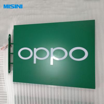 China double sided lighted sign light box metal wall mounted advertising light box for cell phone shop square for sale