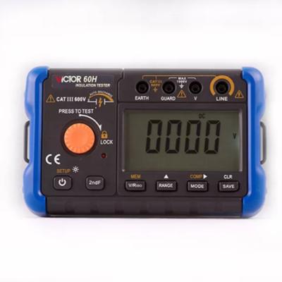 China ABS VICTOR 60H LCD Display Digital Insulation Tester 1000V With Megohmmeter Data Logging for sale