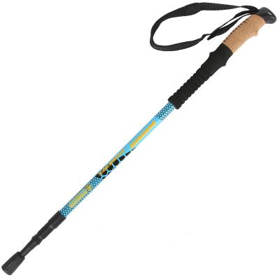 China Cork Straight Handle 3 Connection Telescopic Ultralight Trekking Pole Useful High Hardness Hiking/Skiing Aluminum Pole 7075 for sale