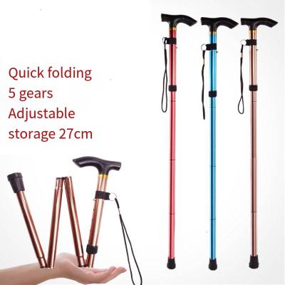 China New Style Aluminum Alloy Trekking Pole 5 Connection Ultralight Folding Anti-skid Walking Stick Rising For Old Yamato for sale