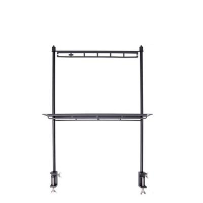 China Useful Detachable Three Hook Style Aluminum Alloy Table Folding Storage Rack Tableware Camping Rack With Light Stand for sale