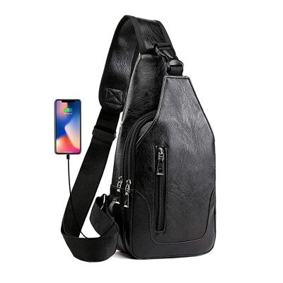 China High Quality Men Launch Anti Theft Bag Shoulder Bag Leather Cross Body Backpack With USB Charging Port for sale