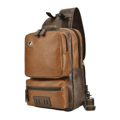 China High Quality Cross Body Sling Backpack Vintage PU Leather Shoulder Bag Cycling USB Charger for sale