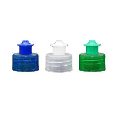 China Non Spill Wholesale Plastic Detergent Push Cap Water Bottle Cap Flip 28 410 Pull Top Cap for sale