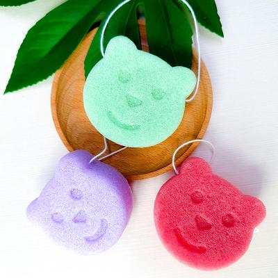 China All Natural Natural Eco Friendly Reusable Makeup Remover Pads Sponge Facial Exfoliator Wash Bear Shape Konjac Sponge for sale