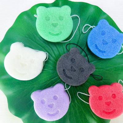 China All Natural 100% Natural Charcoal Konjac Sponge Cute Bear Shape Kids Facial Sponge Baby Konjac Sponge for Infants Toddlers Showering for sale