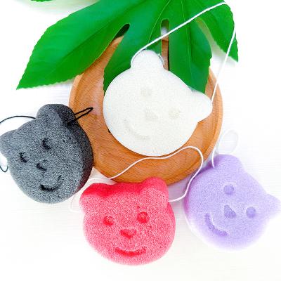 China All Natural Multi color Bear Shape konjac sponge custom packaging baby bath use konjac baby sponge for sale