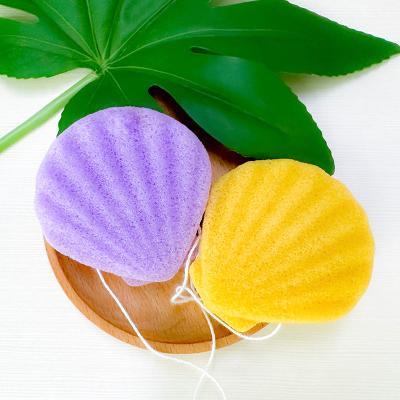 China All Natural Custom Sea Shell Pink Color Konjac Body Sponge For Facial Clean for sale