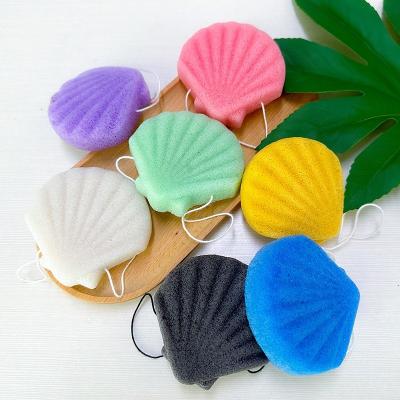 China All Natural Facial konjac brushes foundation konjac sponge with shell shape for sale